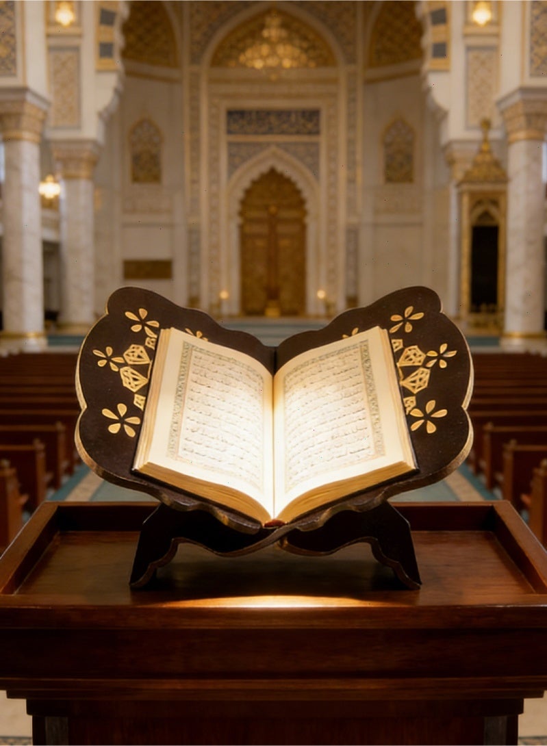 Quran Holder Stand - Premium Ramadan Display Holder, Wooden Book Stand For Reading & Worship Space Organization - Image 1